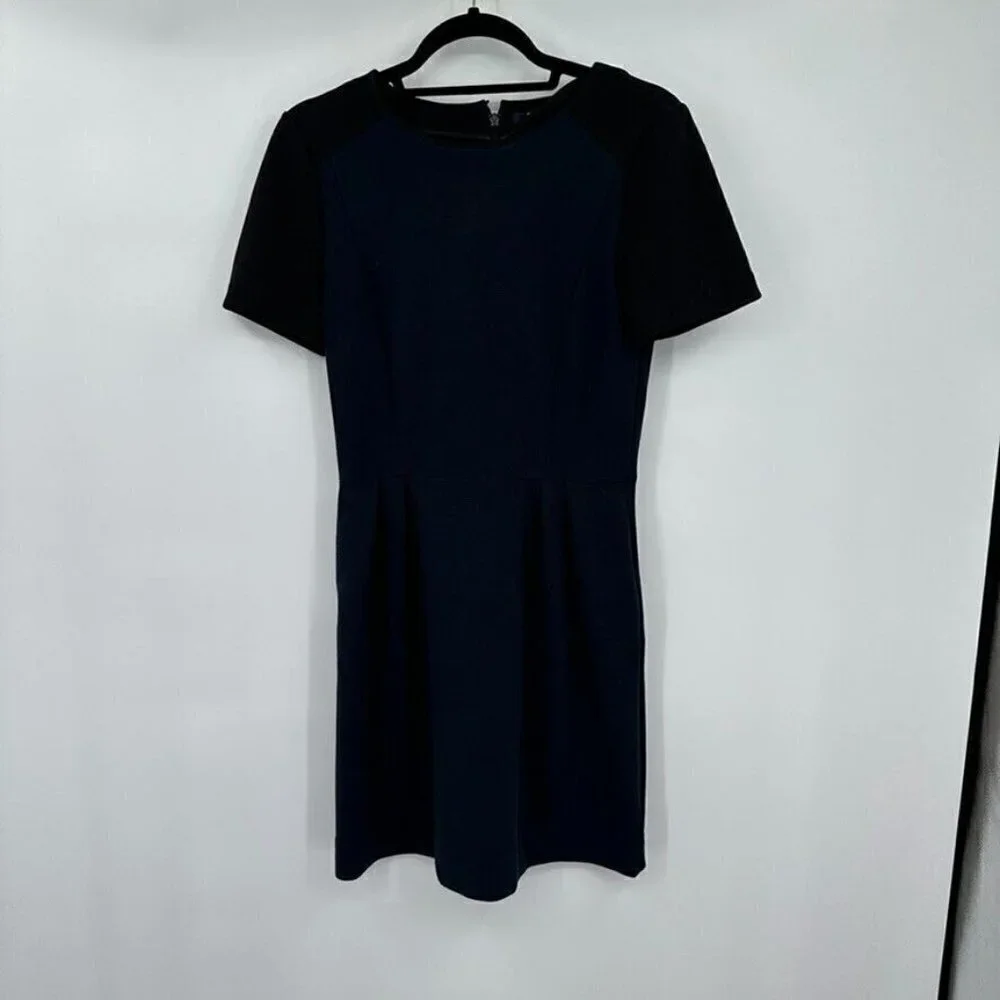 Madewell Womens Dress 4 Navy Blue Short Sleeves Pockets Preppy Classic Casual